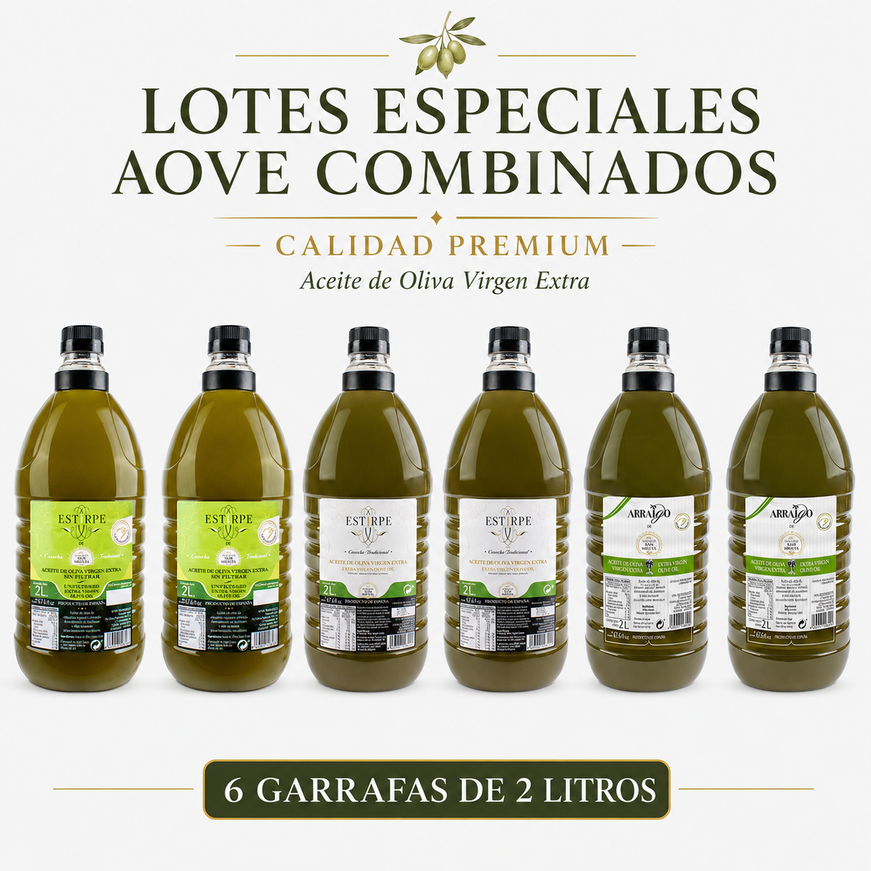 Special packs of EVOO combined – Premium Quality – 6 x 2 litre bottles